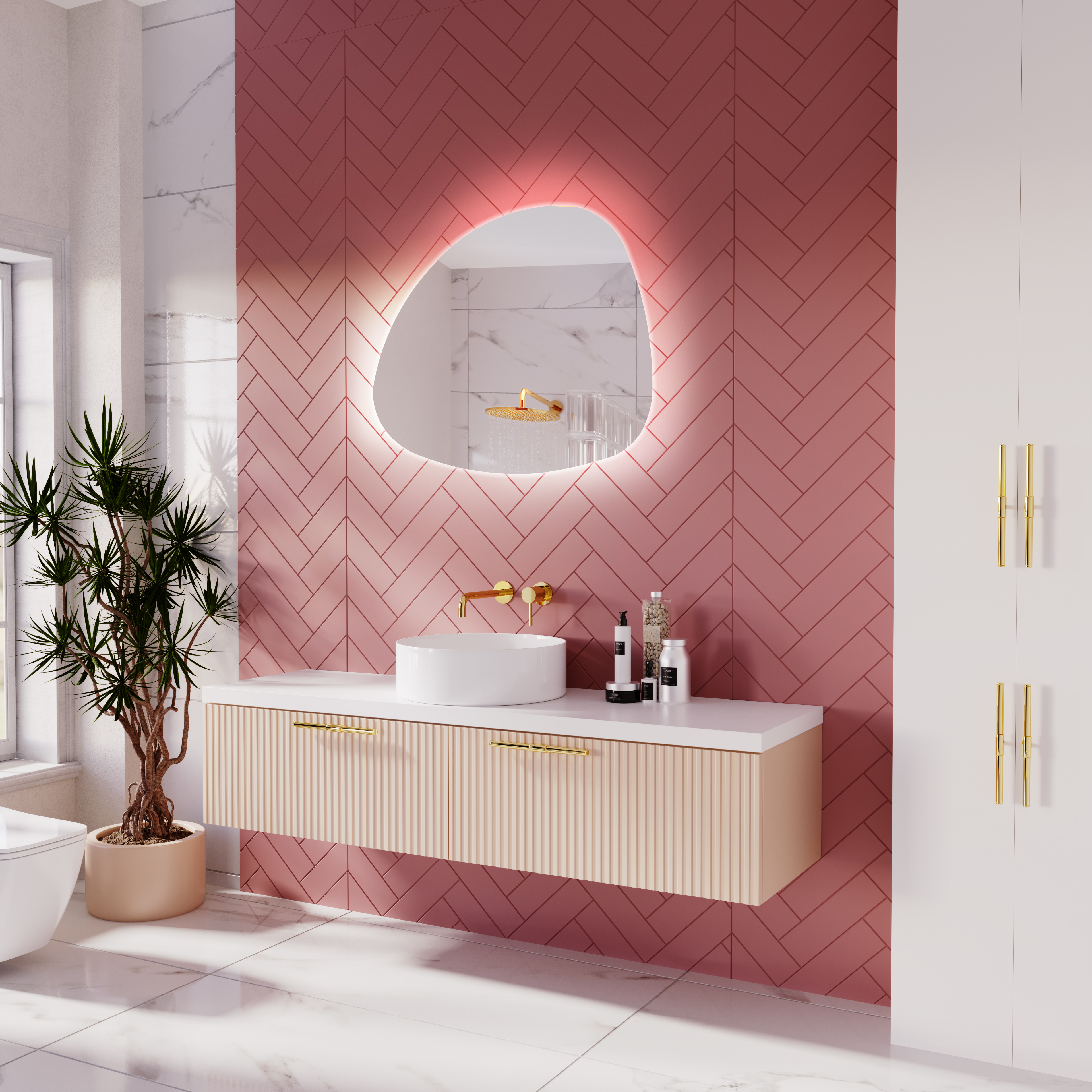 LED illuminated bathroom mirror