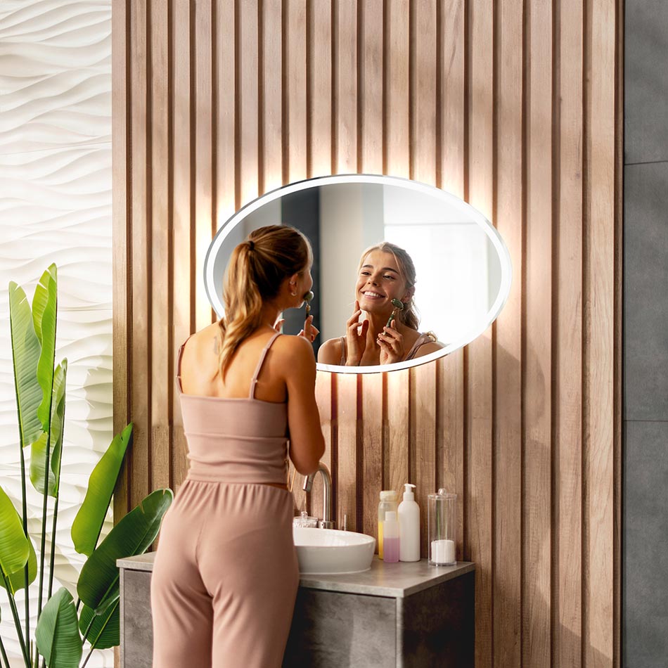 LED illuminated bathroom mirror