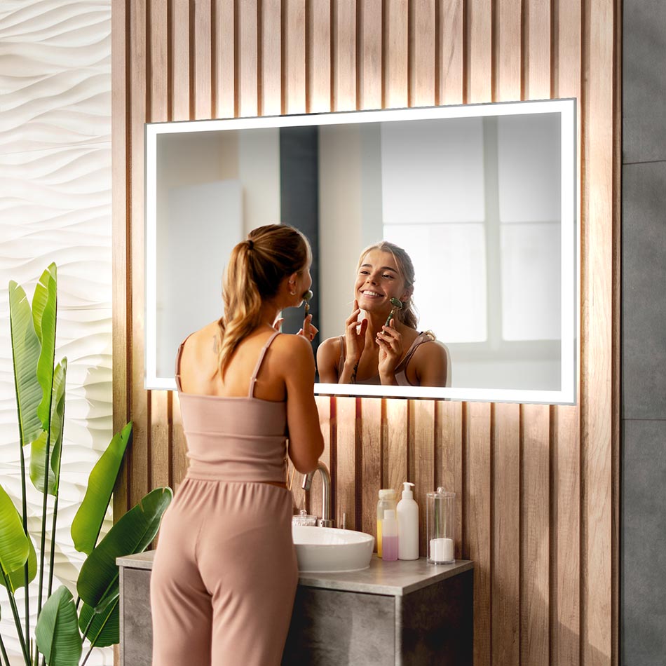 LED illuminated bathroom mirror
